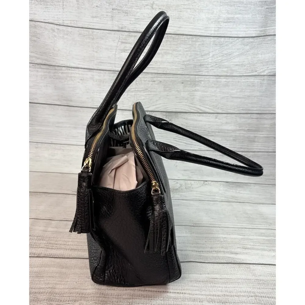 Kate Spade Southport Avenue Lydia Black Leather Large Satchel Shoulder Bag Purse - Picture 4 of 14
